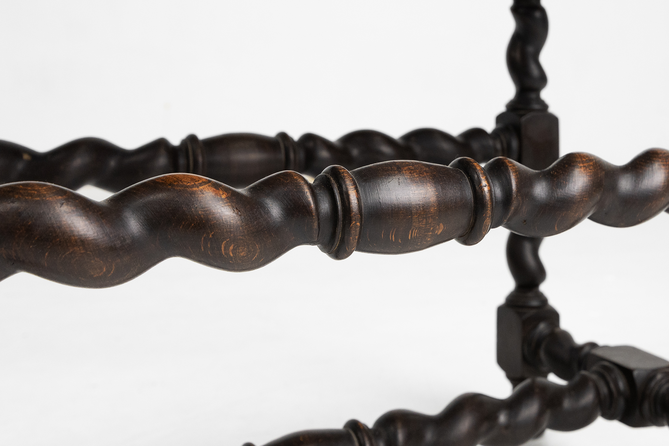 Antique French wooden stool with rattan top, ca. 1880 thumbnail